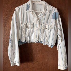 Up-designed American Eagle Jean Jacket Crop Top - chic!